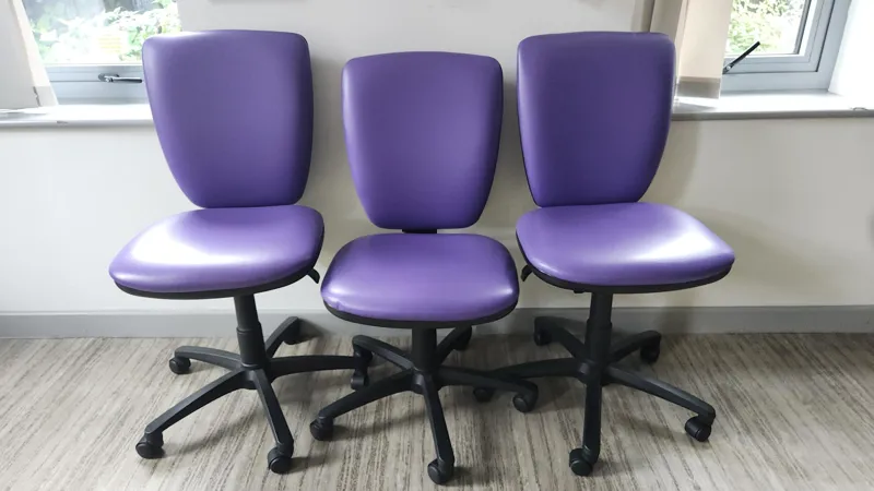 Purple Office Chairs with Black Base - Set of 3