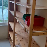Pine Wood Storage Shelving Unit - 5 Shelf Industrial Bookcase