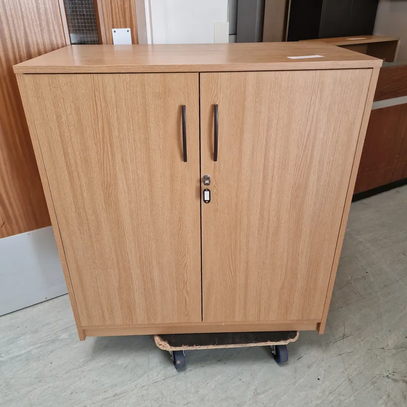 Light Oak Storage Cabinet with Double Doors Lockerable