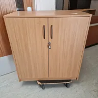 Light Oak Storage Cabinet with Double Doors Lockerable