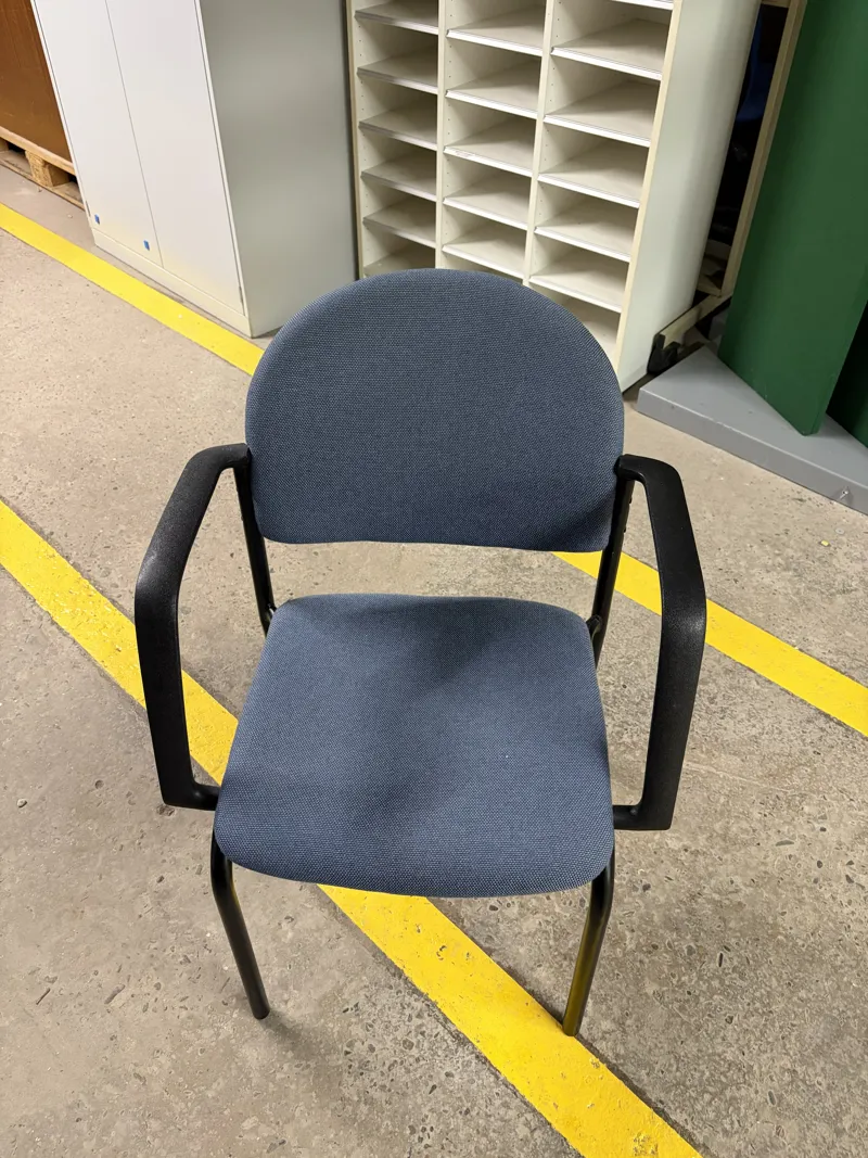 Blue Fabric Office Chair with Black Arms