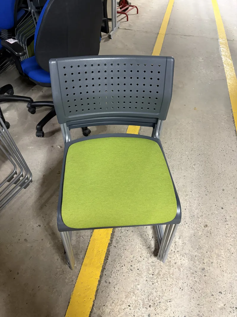 Stacking Chair with Perforated Back - Grey & Lime Green