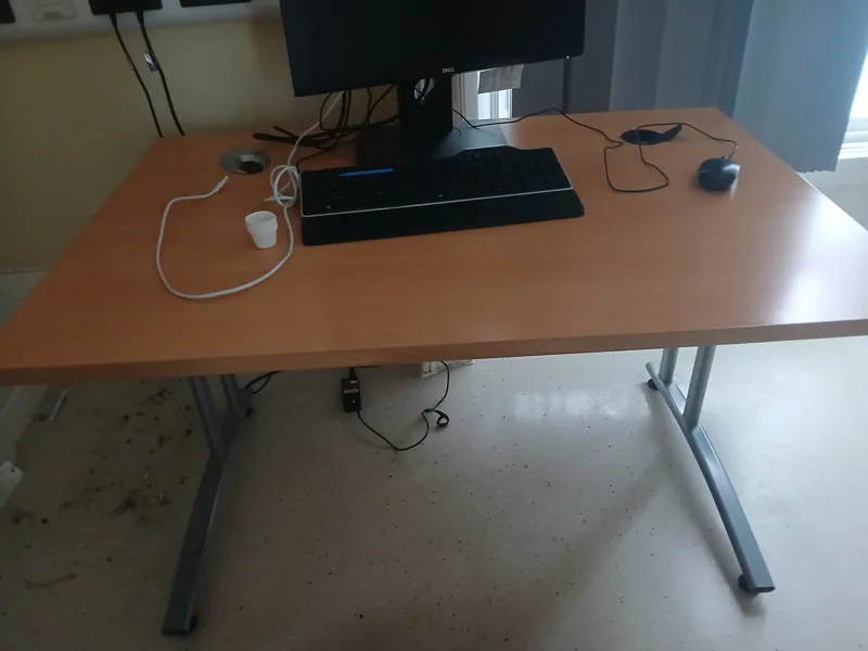 Wooden Office Desk with Metal Frame