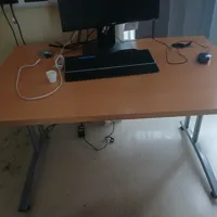 Wooden Office Desk with Metal Frame