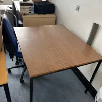 Desk, metal frame, wooden top