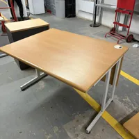 Light Oak Rectangular Office Desk with White Frame
