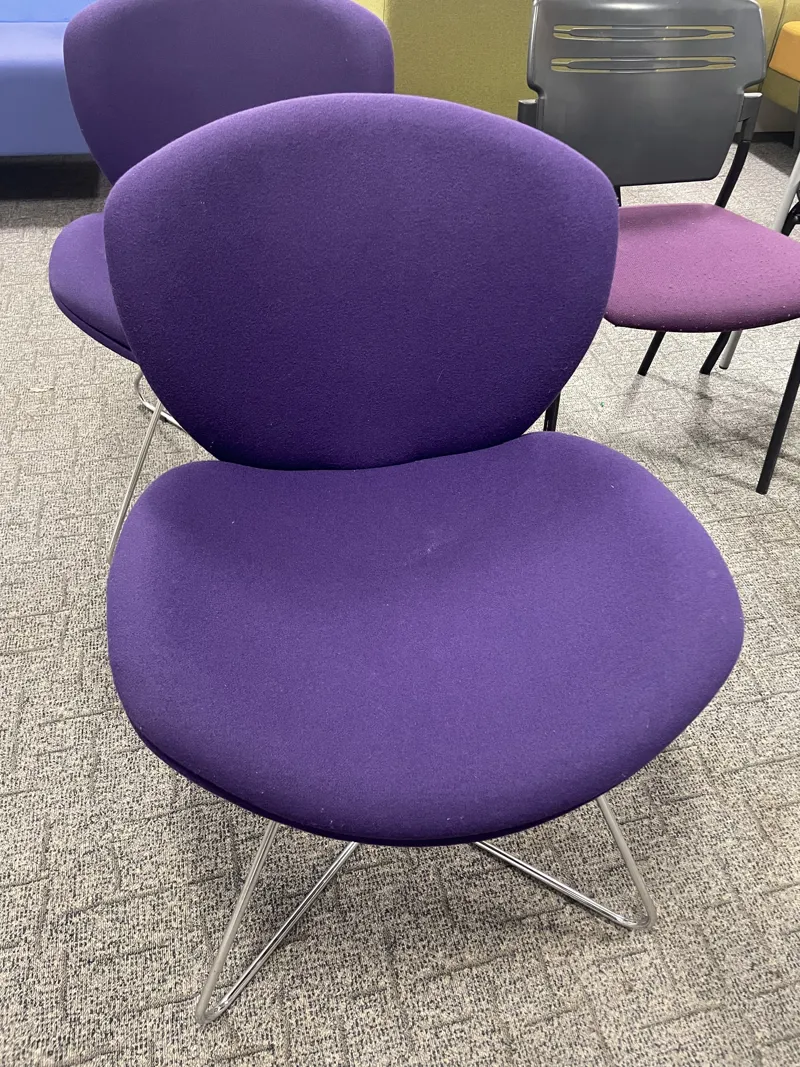 Purple Modern Lounge Chairs with silver metal Legs