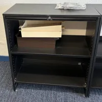 Black Metal Storage Cabinet with 3 shelves and shutter (no key)