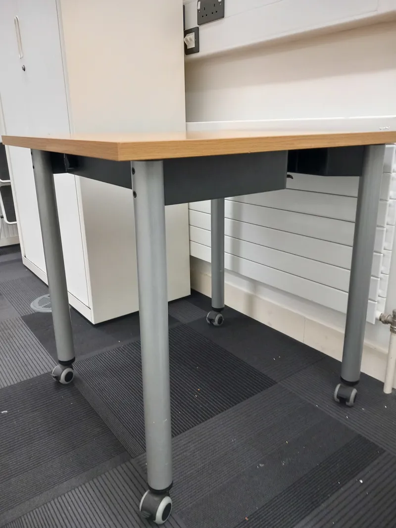 Mobile Work Table with Oak-coloured Top