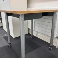 Mobile Work Table with Oak-coloured Top