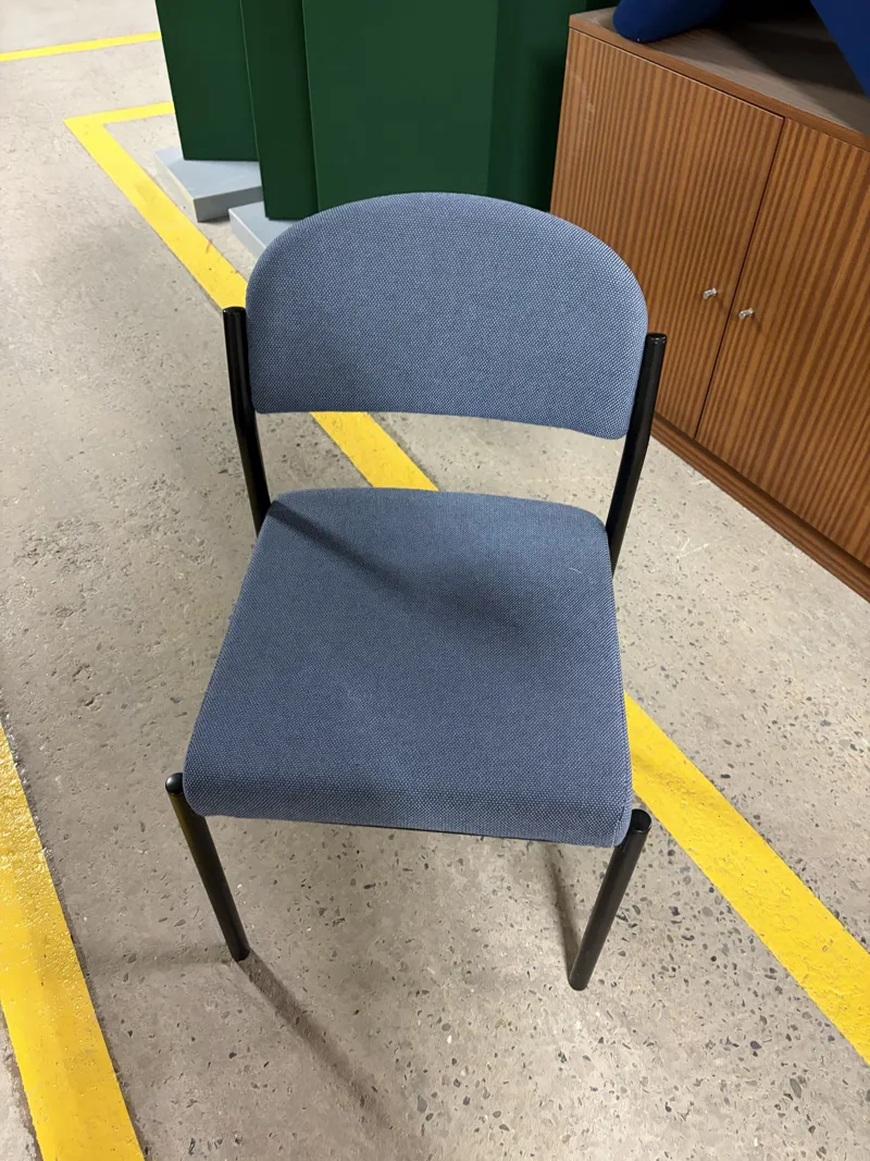 blue Stacking Chair with Black Frame