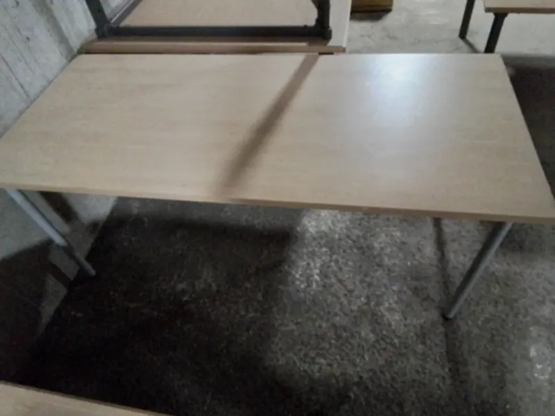 Table with Light Wood Top and Metal Frame