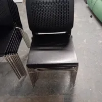 Black Stacking Chair with Perforated Back