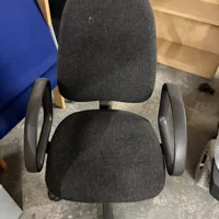 Grey Fabric Office Chair with Black Armrests