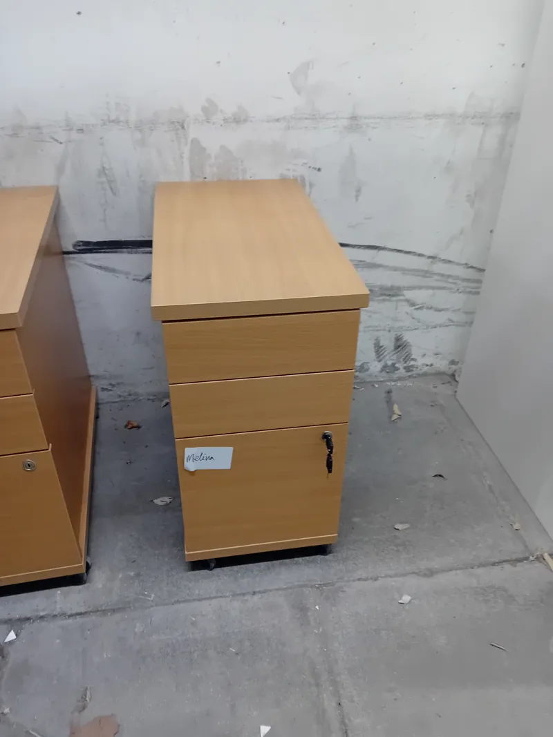 Beech Wooden Filing Pedestal with Drawers and Castors underdesk