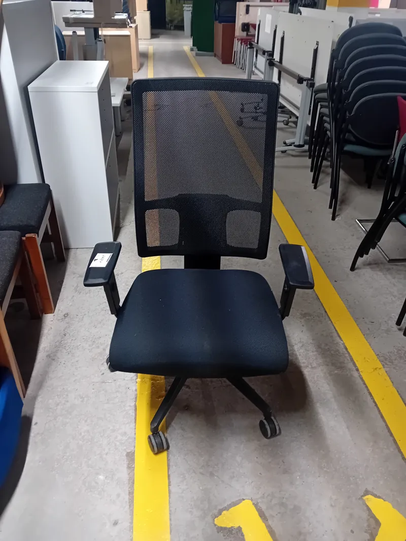 Black Mesh Office Chair with Adjustable Arms