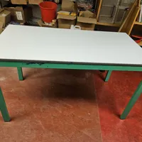 Green Metal Frame Work Table with Grey Top