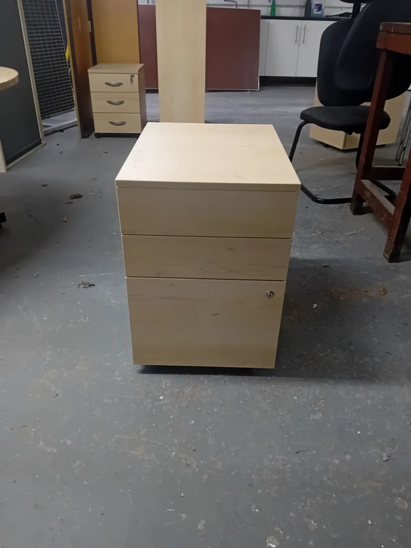 Beige Mobile Pedestal Drawers with Top Cabinet