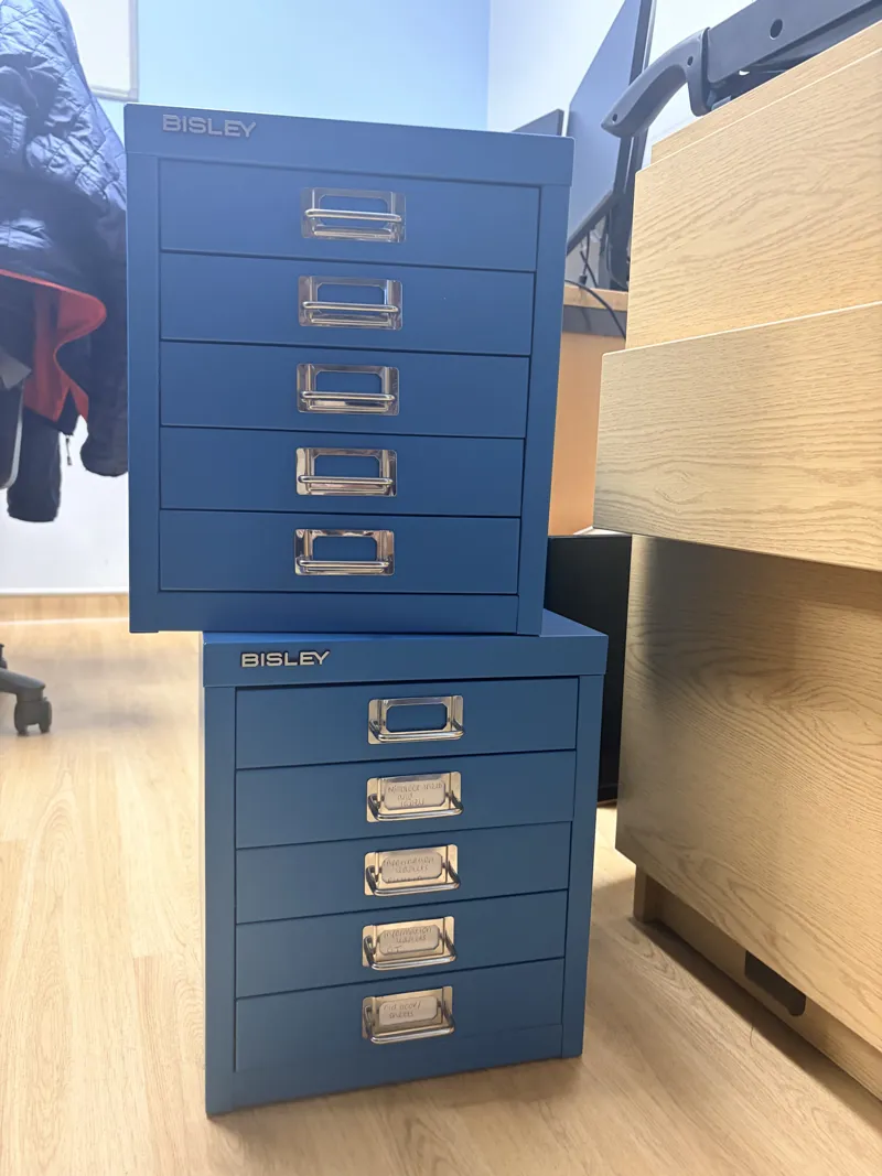 Bisley 10-Drawer Blue Steel Filing Cabinet (Stacked Unit)