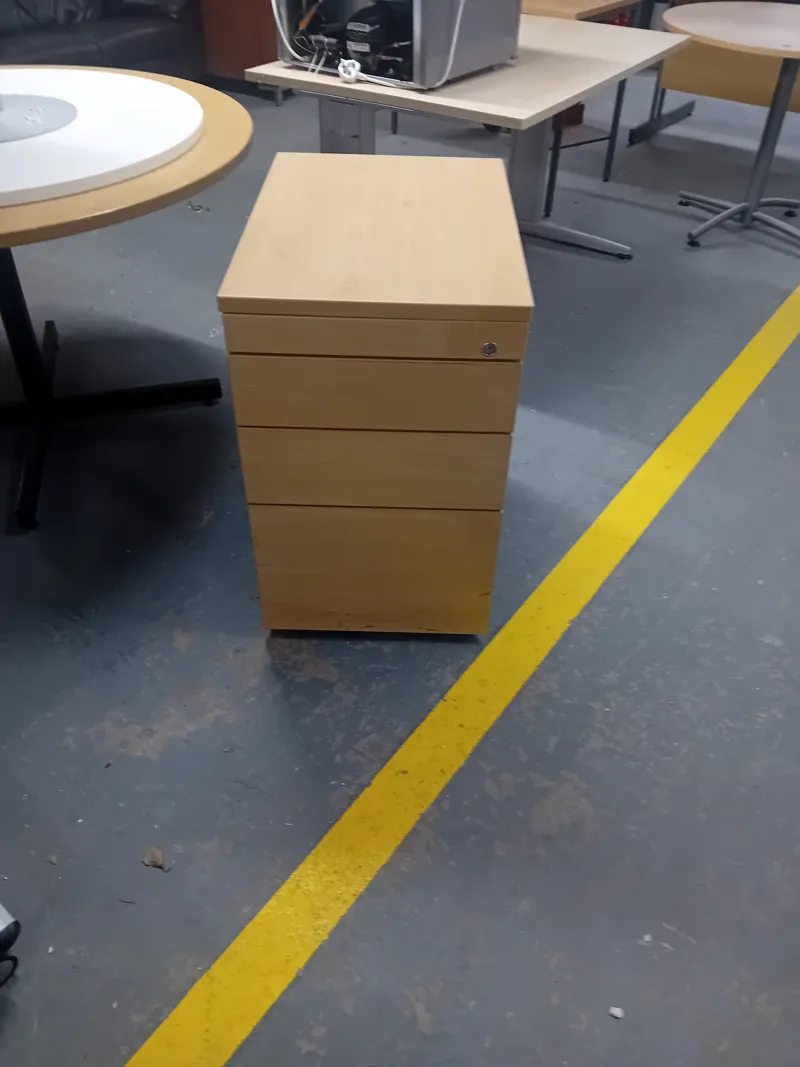 Wooden pedestal Cabinet with 3 Drawers, Natural Finish