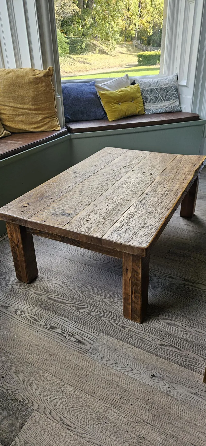 Rustic Wooden Coffee Table with Natural Oak Top