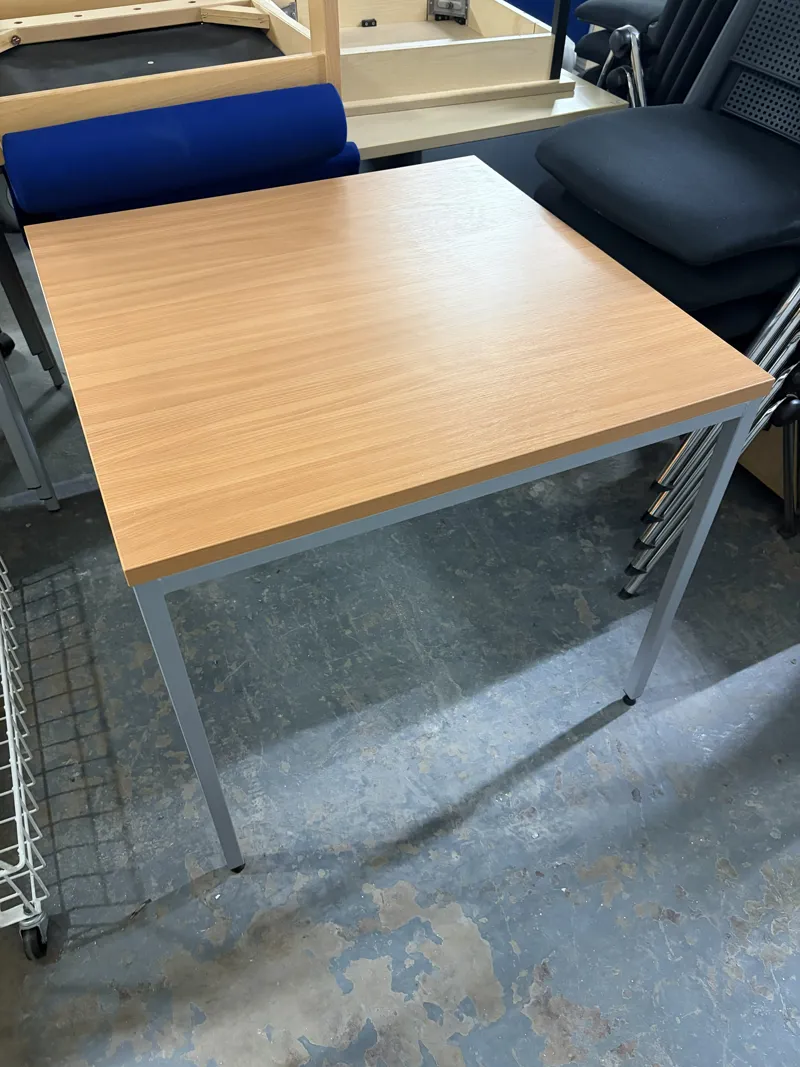 Light Oak Desk with Grey Metal Frame