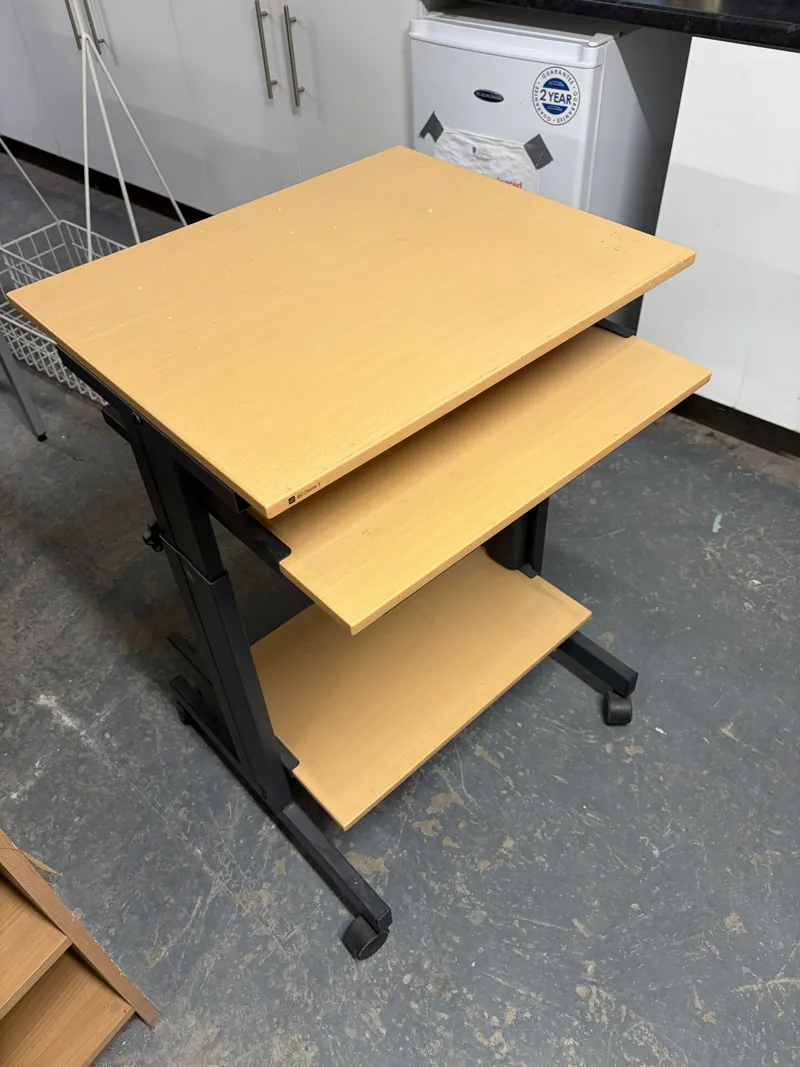Mobile Computer Workstation with Storage Shelves