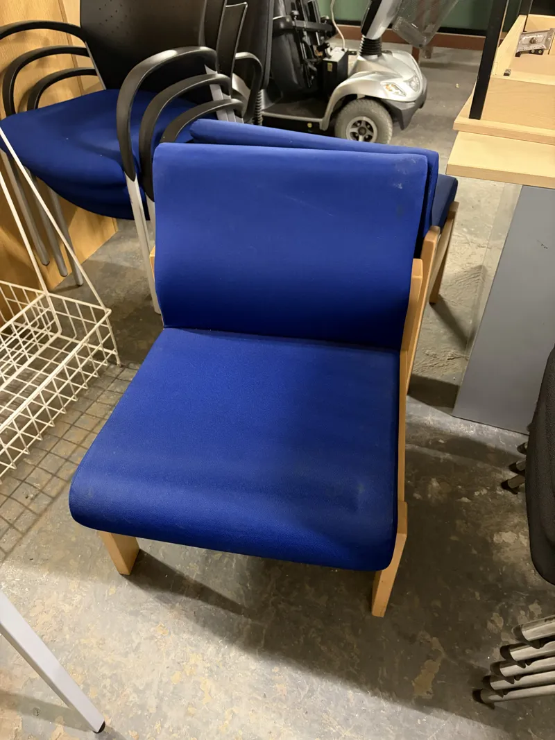 Blue Fabric Stacking Chair with Wooden Frame