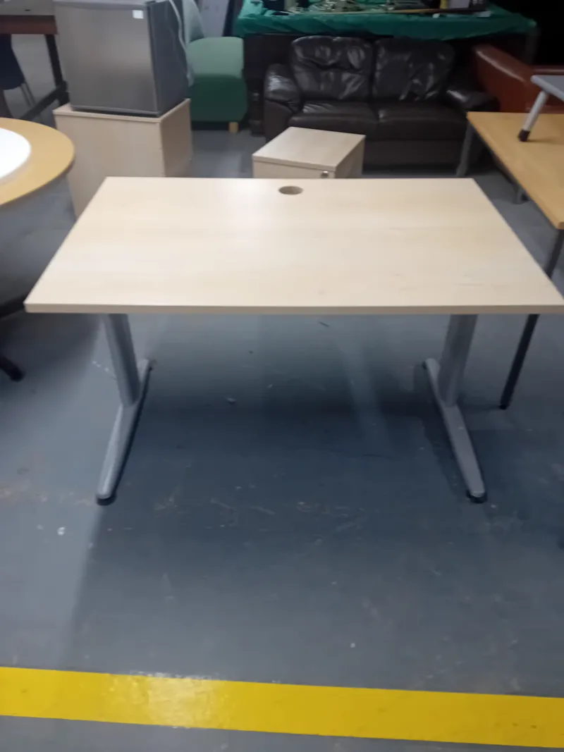 pine rectangular office desk with metal frame