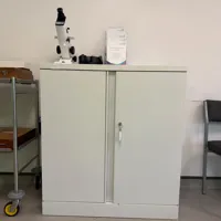 White Storage Cabinet with Two Doors and Lock