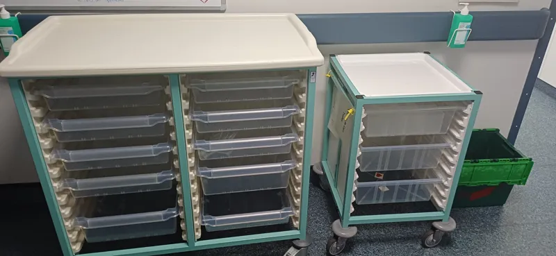 Mobile Medical Storage Unit with Drawers - Turquoise/Teal - Qty 2