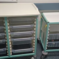 Mobile Medical Storage Unit with Drawers - Turquoise/Teal - Qty 2