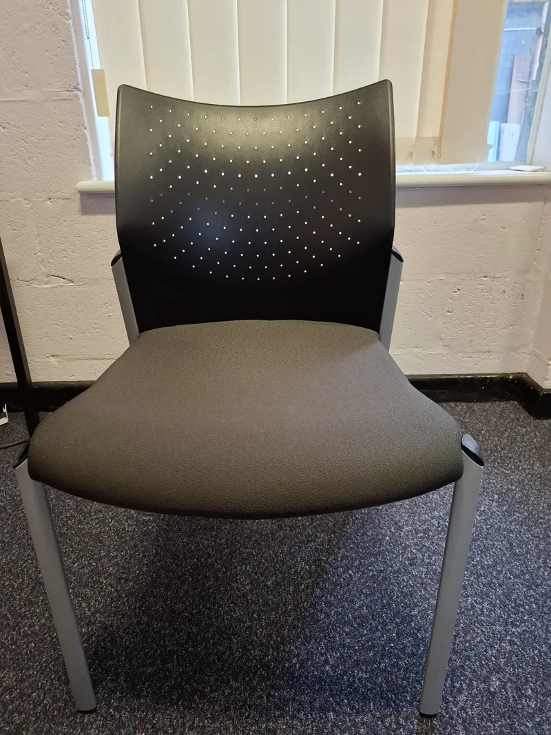 Stacking Chairs with Perforated Back - Grey & Black