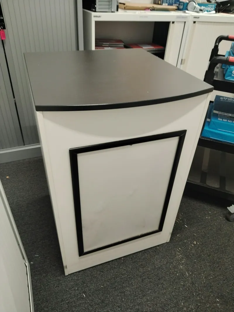 White Office Storage Cupboard with Black Top and Door