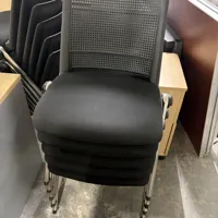 Stackable Office Chairs with Perforated Mesh Backs - Black