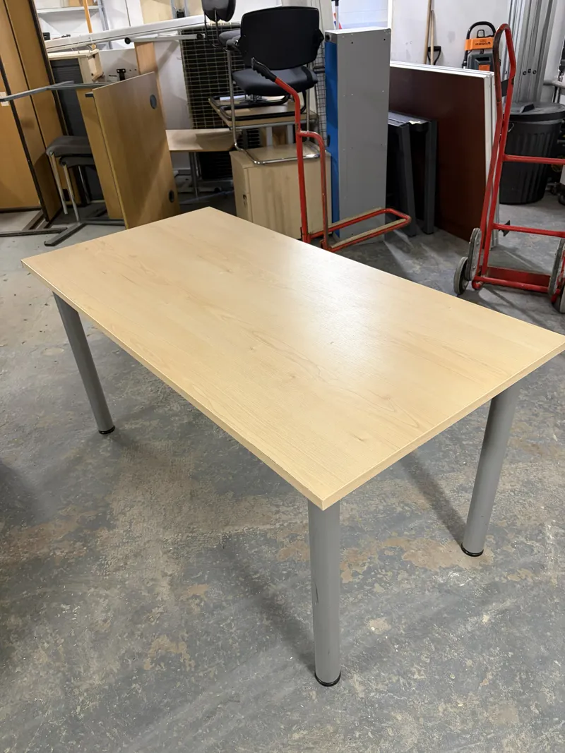 Light Oak Rectangular Meeting/Dining Table with Grey Legs