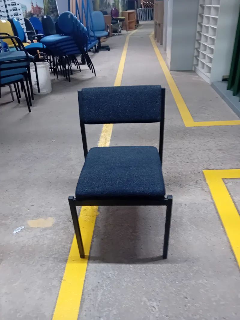 Stacking Chair with Black Upholstered Seat and Back