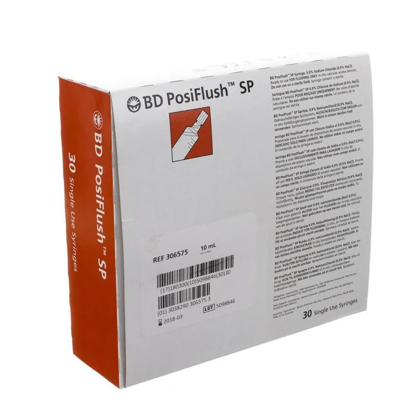 BD PosiFlush SP Syringes - 10ml, Box of 30 Single-Use
