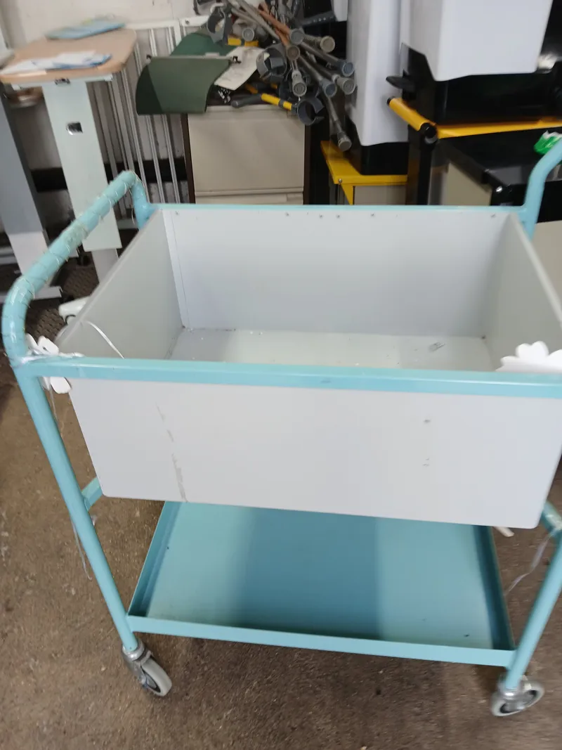 Mobile Storage Trolley with White & Teal Frame - 2-Tier