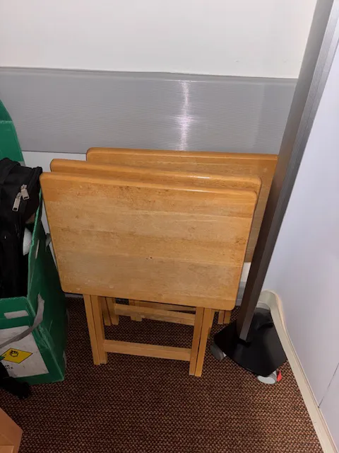 3 foldable wooden tables