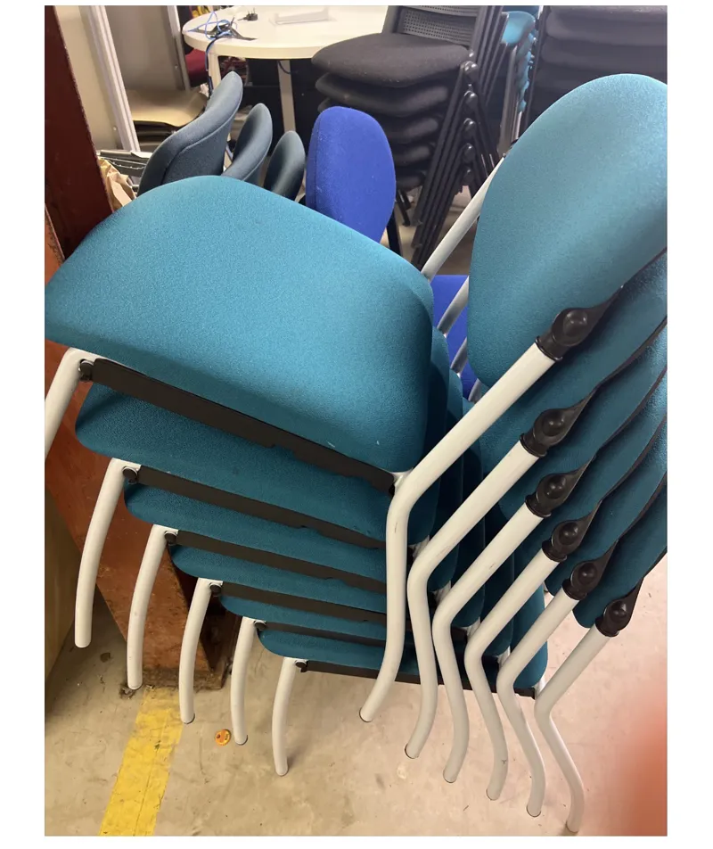 Stacking Office Chairs – Turquoise and Blue Fabric