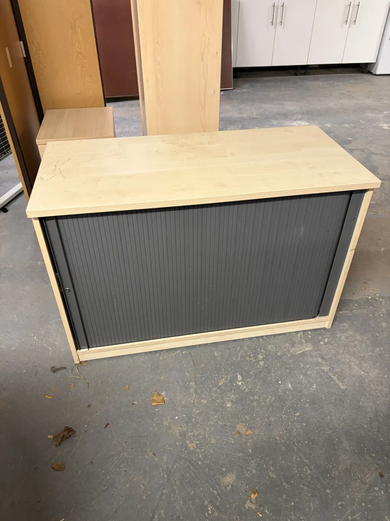 Beech Effect Storage Cupboard with Rolling Door