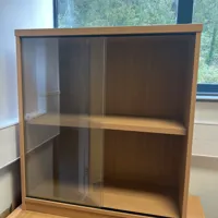 Glass-fronted Display Cabinet with Sliding Doors – 2 Shelf