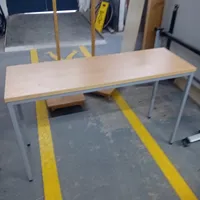 Rectangular Student Desk with Metal Frame and Light Wood Top