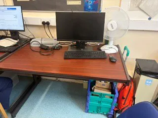 brown computer desks