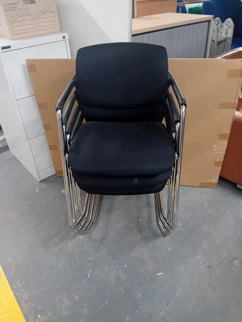 Black Stacking Chair with Chrome Frame