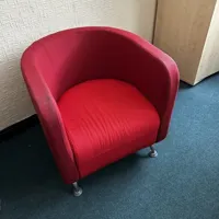 Red Tub Chair with Chrome Legs