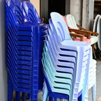 Stacking Chairs - Blue & White Plastic, Bulk Lot